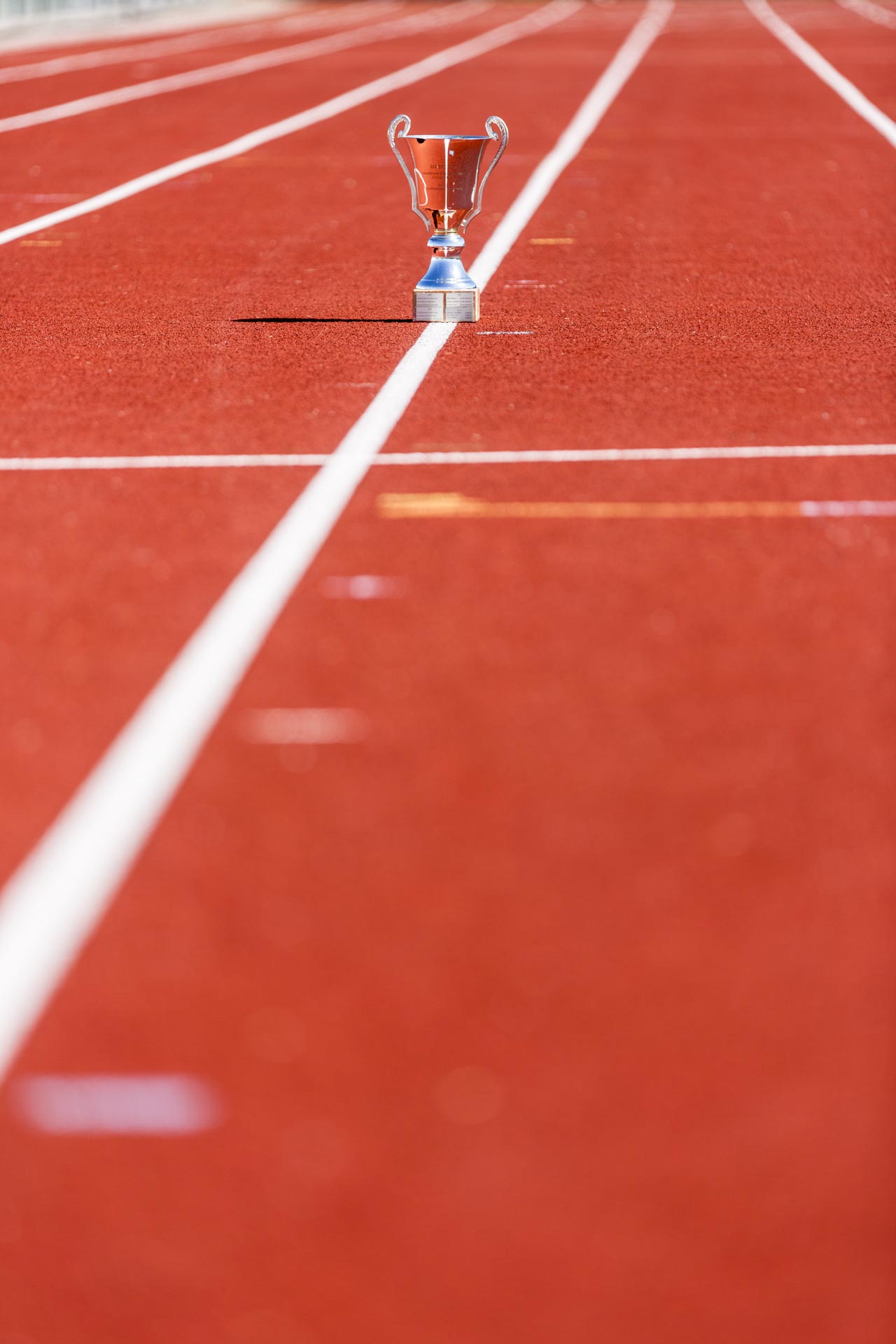 En pokal, för den som vinner racet på "tracken".